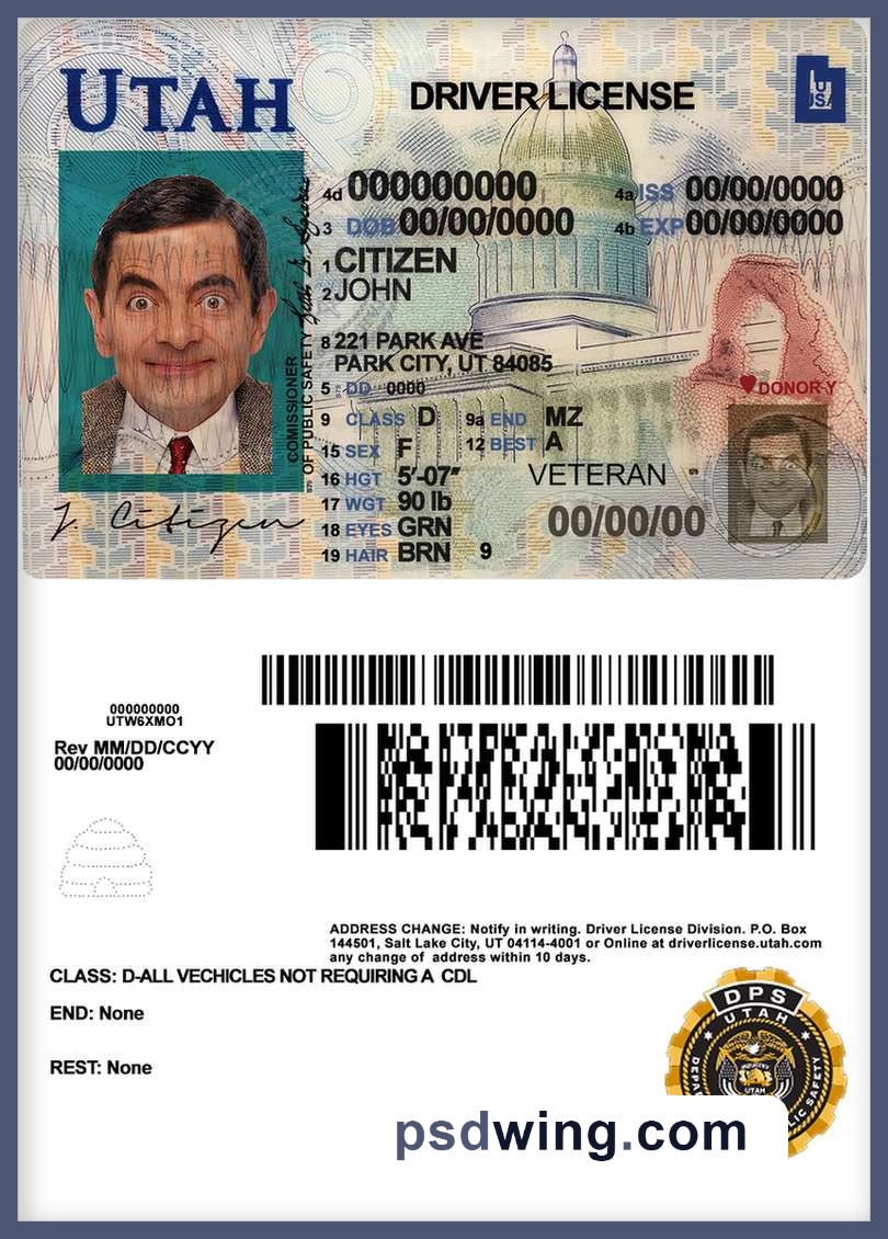 USA Utah Driving License